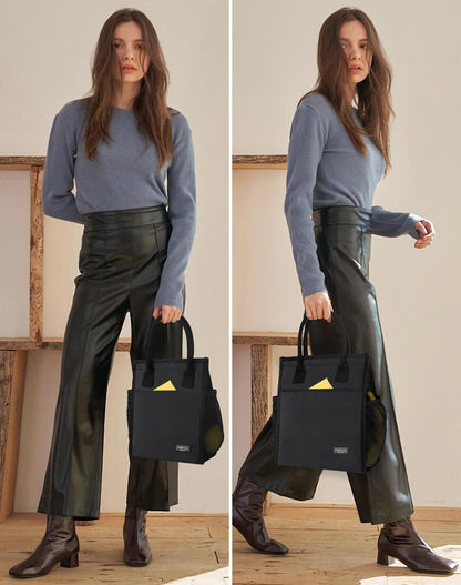 Fmeida Insulated Lunch Bag Women Men, 9L Large Lunch Bags with Multiple Pockets, Reusable Thermal Cooler Tote for Work, Office, Picnic, Travel | Hook and Loop Closure, Black