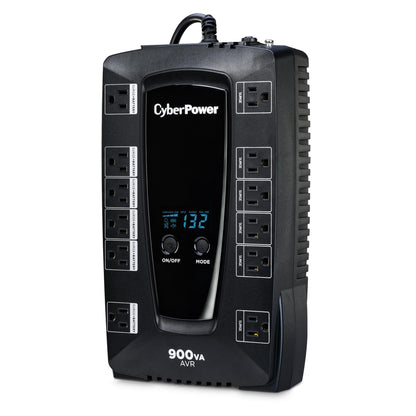 CyberPower AVRG900LCD Intelligent LCD UPS System, 900VA/480W, 12 Outlets, AVR, Compact
