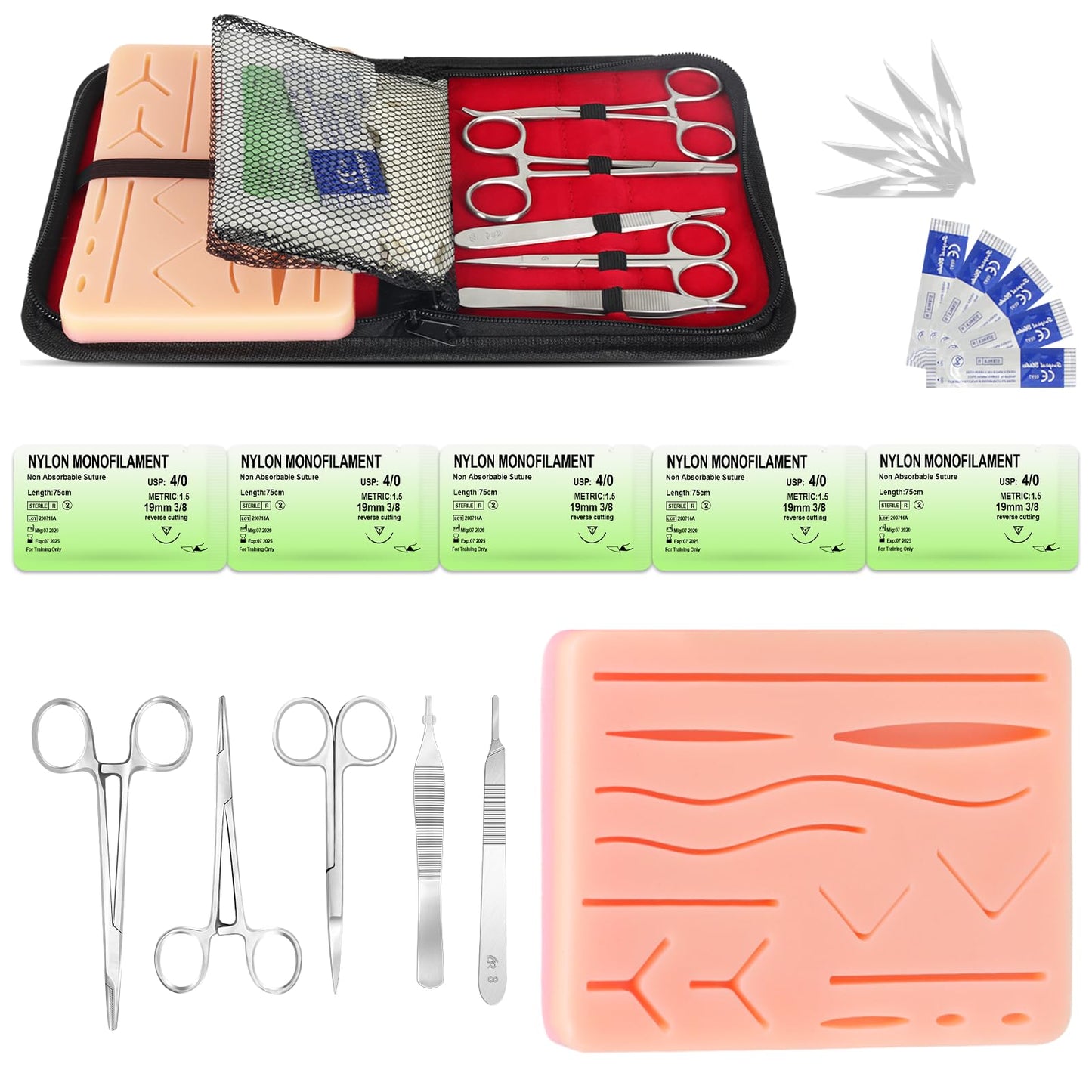 Spectabilis Suture Practice Kit for Medical Students, Silicone Pad Surgery Wounds Closure Suturing, Supplies for Vet Nursing Students Surgical Stitches Kits De Suturas Med School Essentials.
