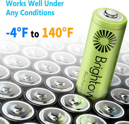 Brightown 12-Pack Rechargeable AA Batteries - 1000mAh 1.2V NiMH High Capacity Batteries - Ideal for Solar Lights & Home Devices, Recharge up to 1000x Times, Pre-Charged