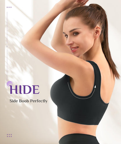 YADIFEN 3 Pack Womens Sports Bras，Wireless Comfortable Seamless Sleep Yoga Sports Bras for Women with Removable Pads