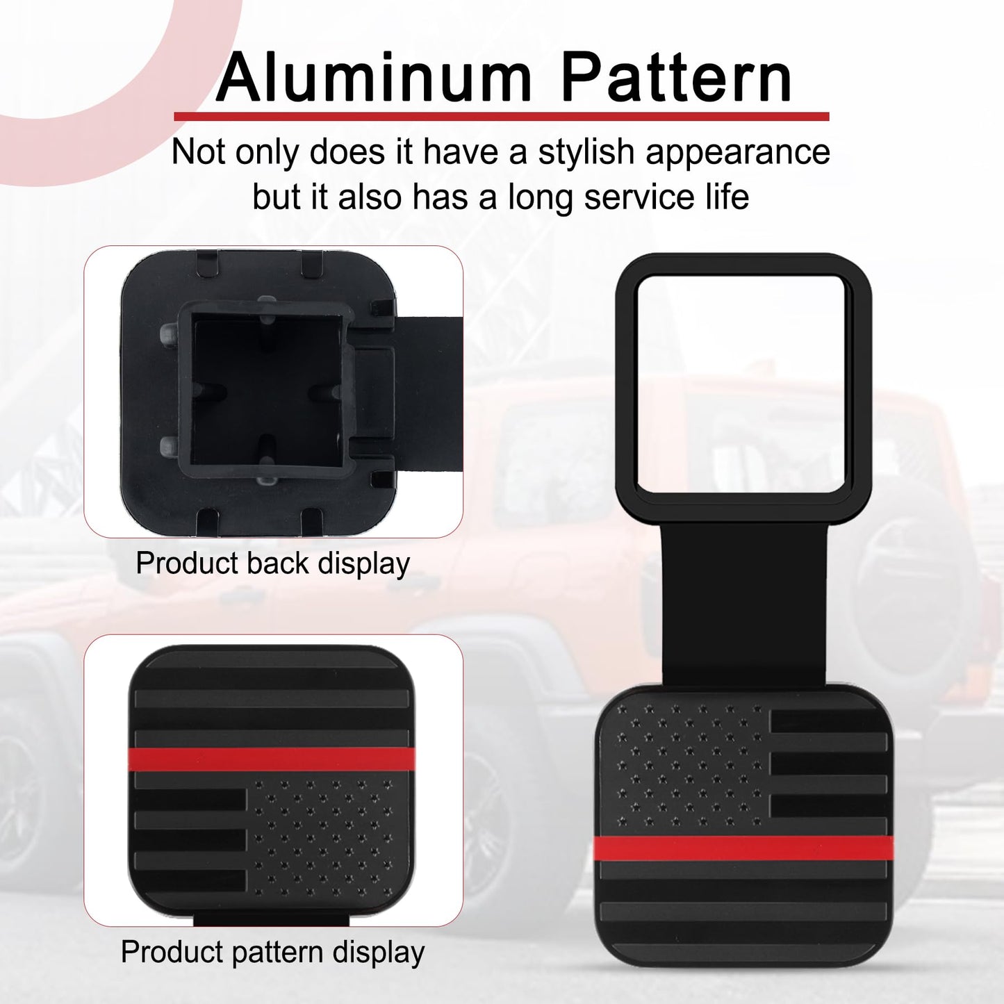 SINGARO 2 Inch Universal Flag Tow Hitch Covers, Trailer Hitch Cover Tube Plug Insert, Car Exterior Accessories, Receiver Tube Hitch Plug（American Flag-Red）