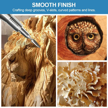 Wood Carving Tools for Rotary Tool, 5 PCS HSS Woodworking Tools Engraving Drill Bit Set Wood Crafts Grinding Tool Universal 1/8” Shank for DIY Carving Drilling Micro Sculpture