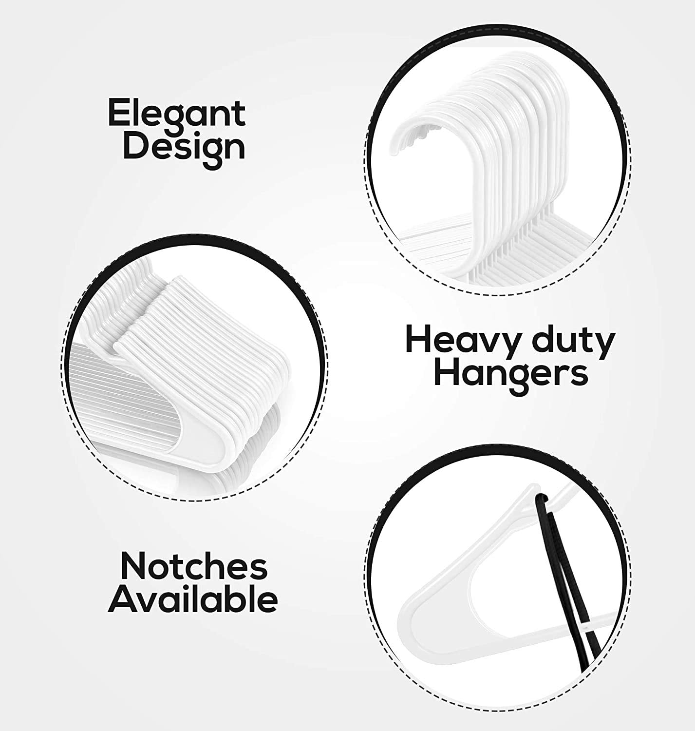 Utopia Home - Plastic Hangers 50 Pack - Space Saving Clothes Hanger - Durable and Strong Closet Organizers and Storage Makes It Ideal Apartment or Dorm Room Essentials for Girls or Guys (White)