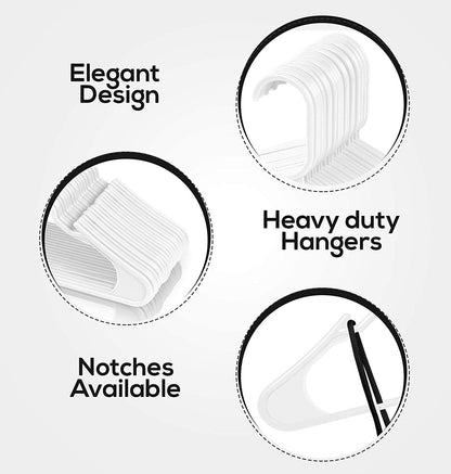 Utopia Home - Plastic Hangers 50 Pack - Space Saving Clothes Hanger - Durable and Strong Closet Organizers and Storage Makes It Ideal Apartment or Dorm Room Essentials for Girls or Guys (White)