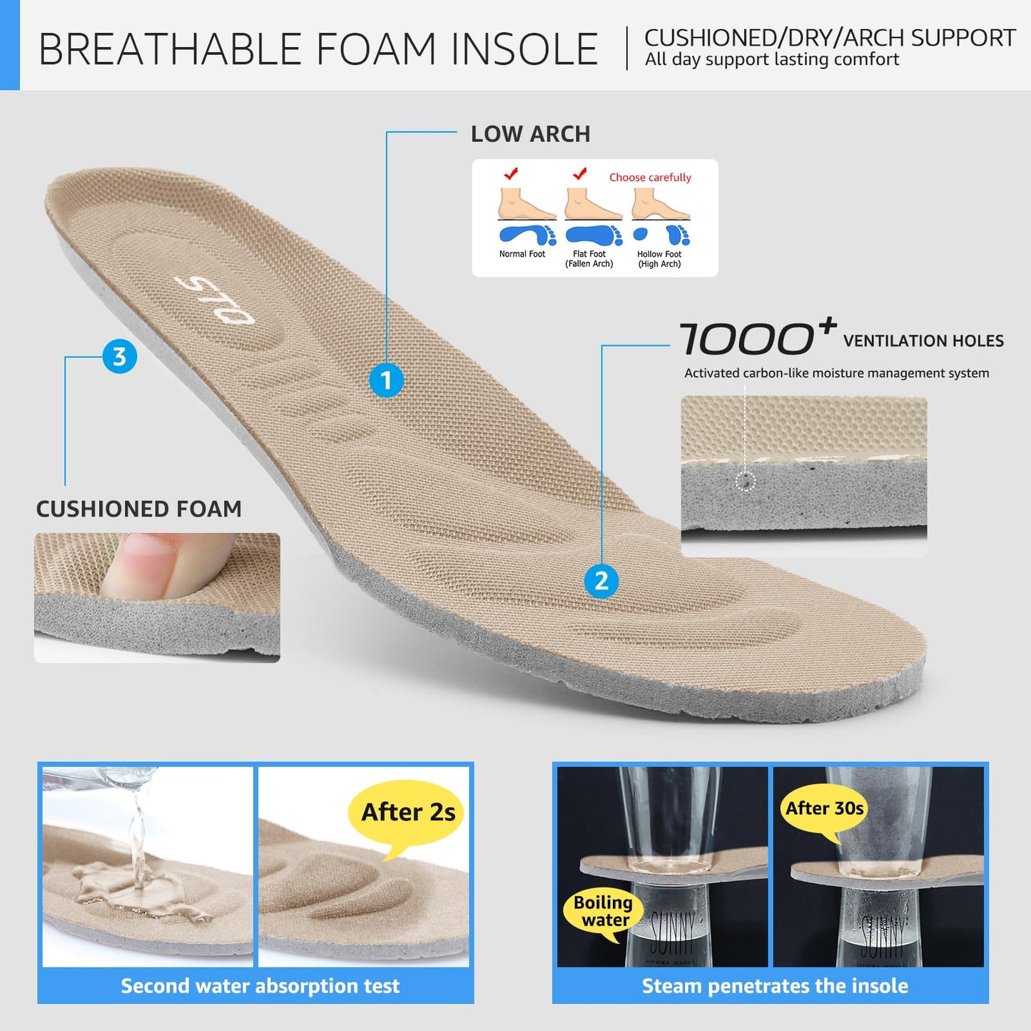 STQ Tennis Shoes for Women Athletic Cushioning Memory Foam Walking Shoes Slip on Mesh Sneakers Light Taupe US 8