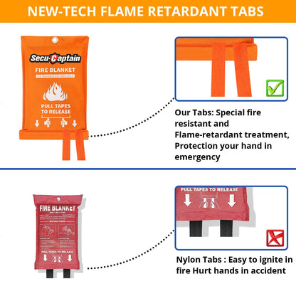 SecuCaptain Emergency Fire Blanket for Home Kitchen - 2 Pack 40"x40" Flame Suppression Fiberglass Fire Blankets for House Camping Car Office Warehouse Survival Safety