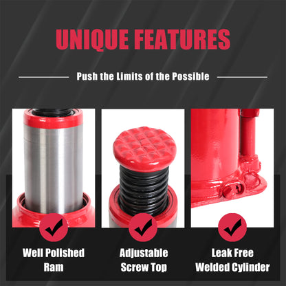 BIG RED 20 Ton (40,000 LBs) Torin Welded Hydraulic Stubby Low Profile Bottle Jack, Red, ATH92007AR