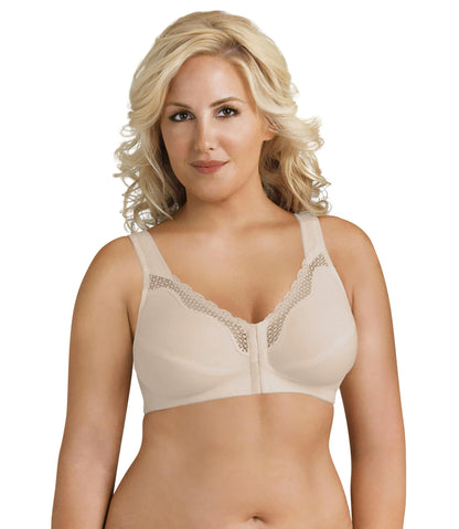 Exquisite Form 5100531 Women's FULLY Wireless Cotton Back & Posture Support Bra with Front Closure & Lace