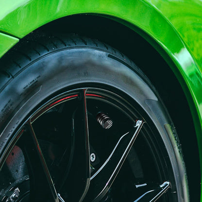 Tire Valve Stem Cap Cover - (5 Pack) Tire Air Cap Metal with Plastic Liner Corrosion Resistant Leak-Proof American Flag for Car Truck Motorcycle Bike Black