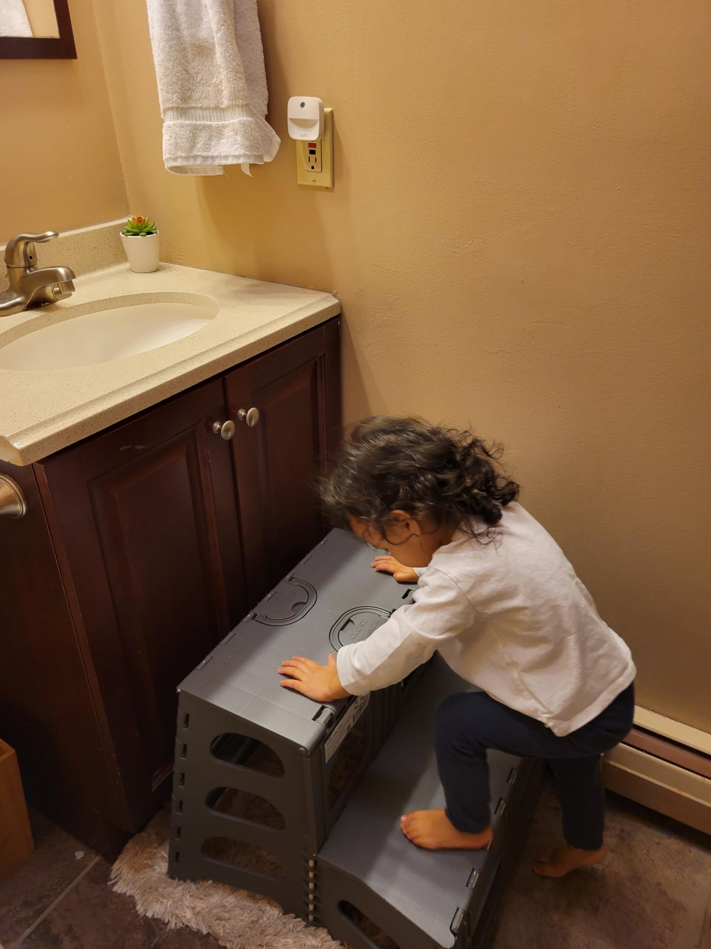 Bee Neat Folding 2 Step Stool for Adults, Kids, Toddlers - Collapsible & Foldable Step Ladder for Kitchen, Bathroom or Bedroom - Non-Slip & Wide Stepping Stool Supports 200lbs - Gray