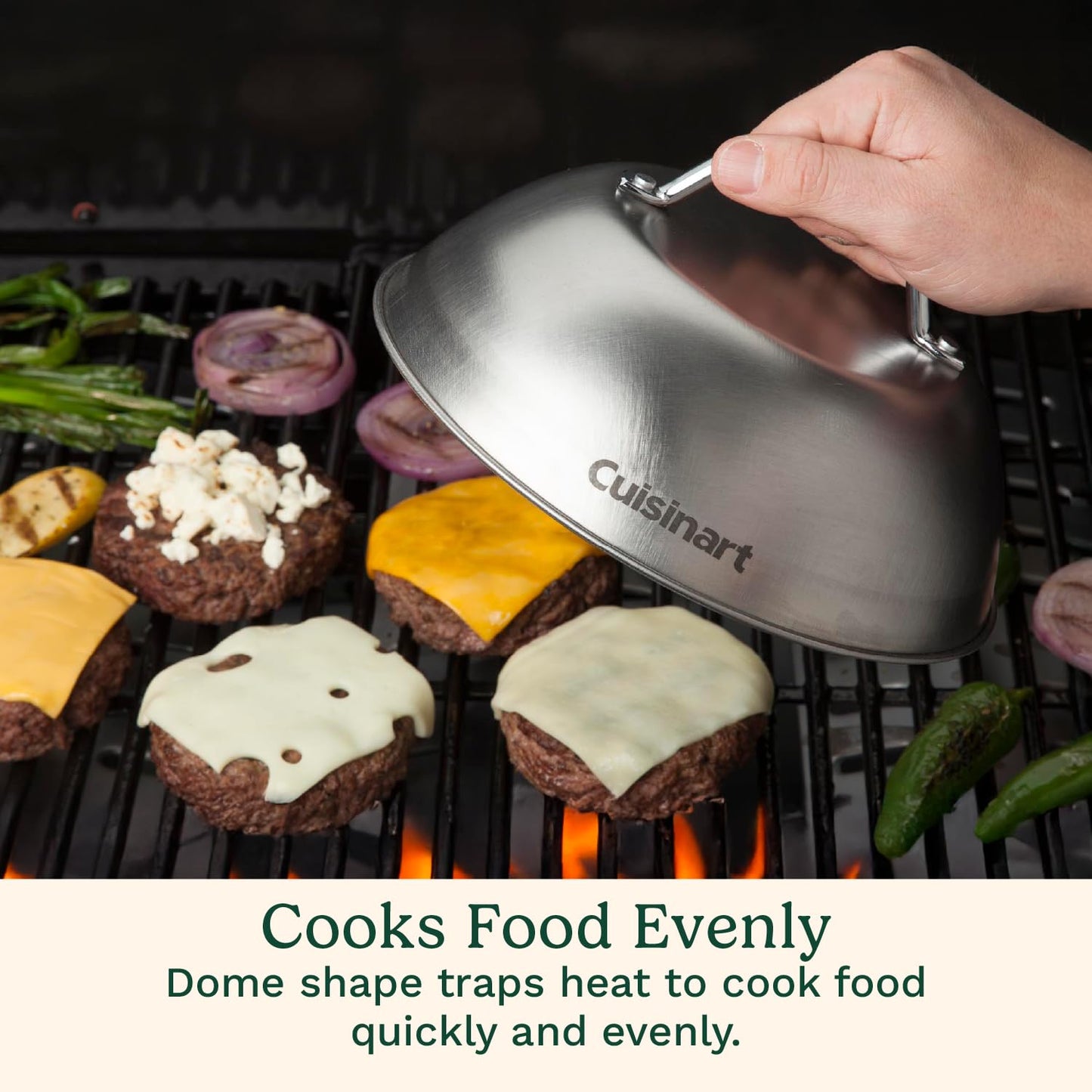 Cuisinart 9” Stainless Steel Melting Dome, Griddle Accessories for Flat Top Cooking, Basting Cover for Enhanced Flavor and Steaming Vegetables, Perfect for Indoor and Outdoor Cooking