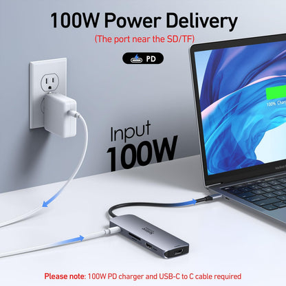 USB C Docking Station Dual HDMI Monitor, USB C to Dual HDMI Adapter with 2HDMI Ports, PD Charging, SD/TF, USB A&C 3.0 Ports, Laptop Docking Station for Dell XPS/HP/Lenovo/Surface/Yoga etc