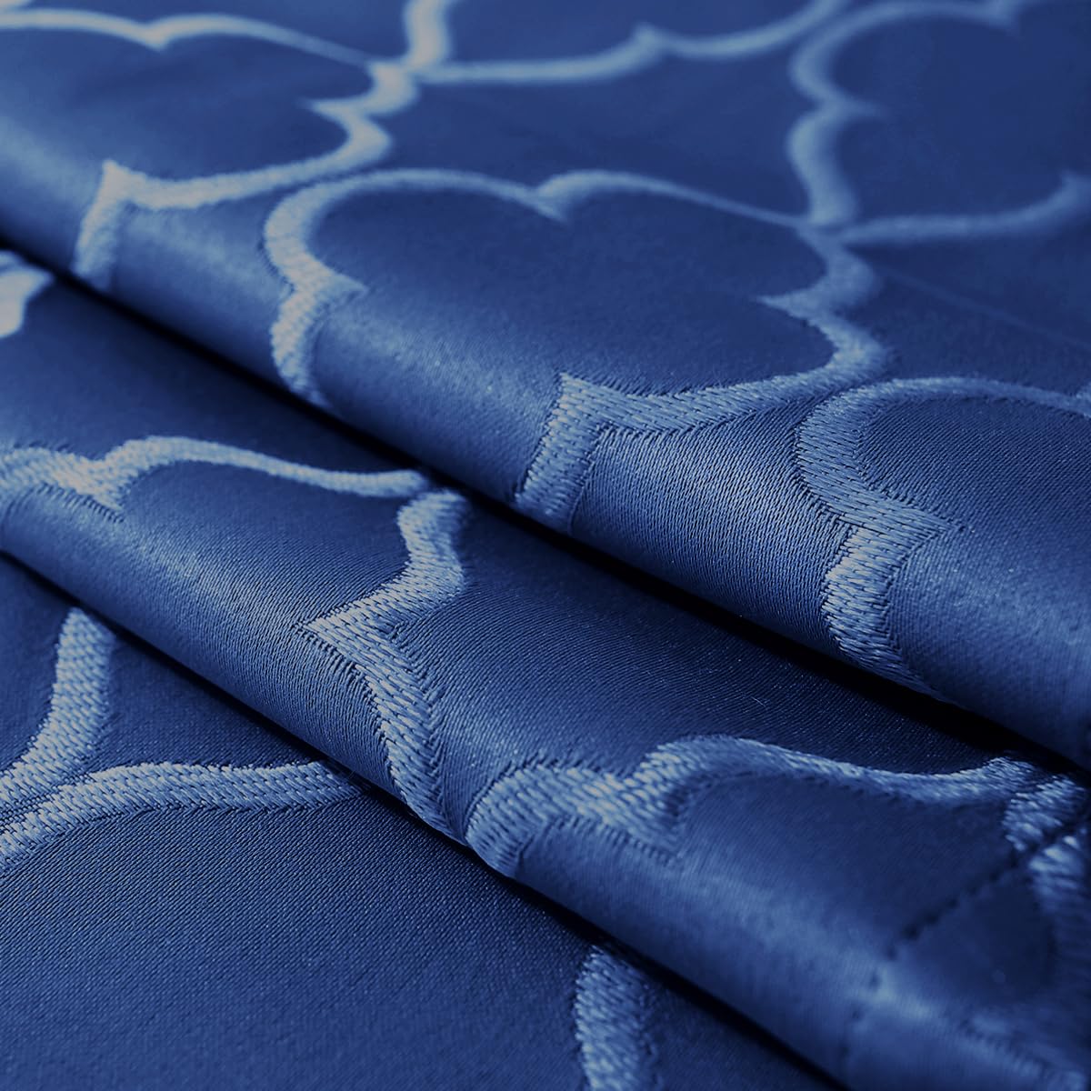 SASTYBALE Jacquard Tablecloth Flower Pattern Polyester Table Cloth Spill Proof Dust-Proof Wrinkle Resistant Table Cover for Kitchen Dining Tabletop Decor(Rectangle, 60" x 102" (8-10 Seats),Navy)