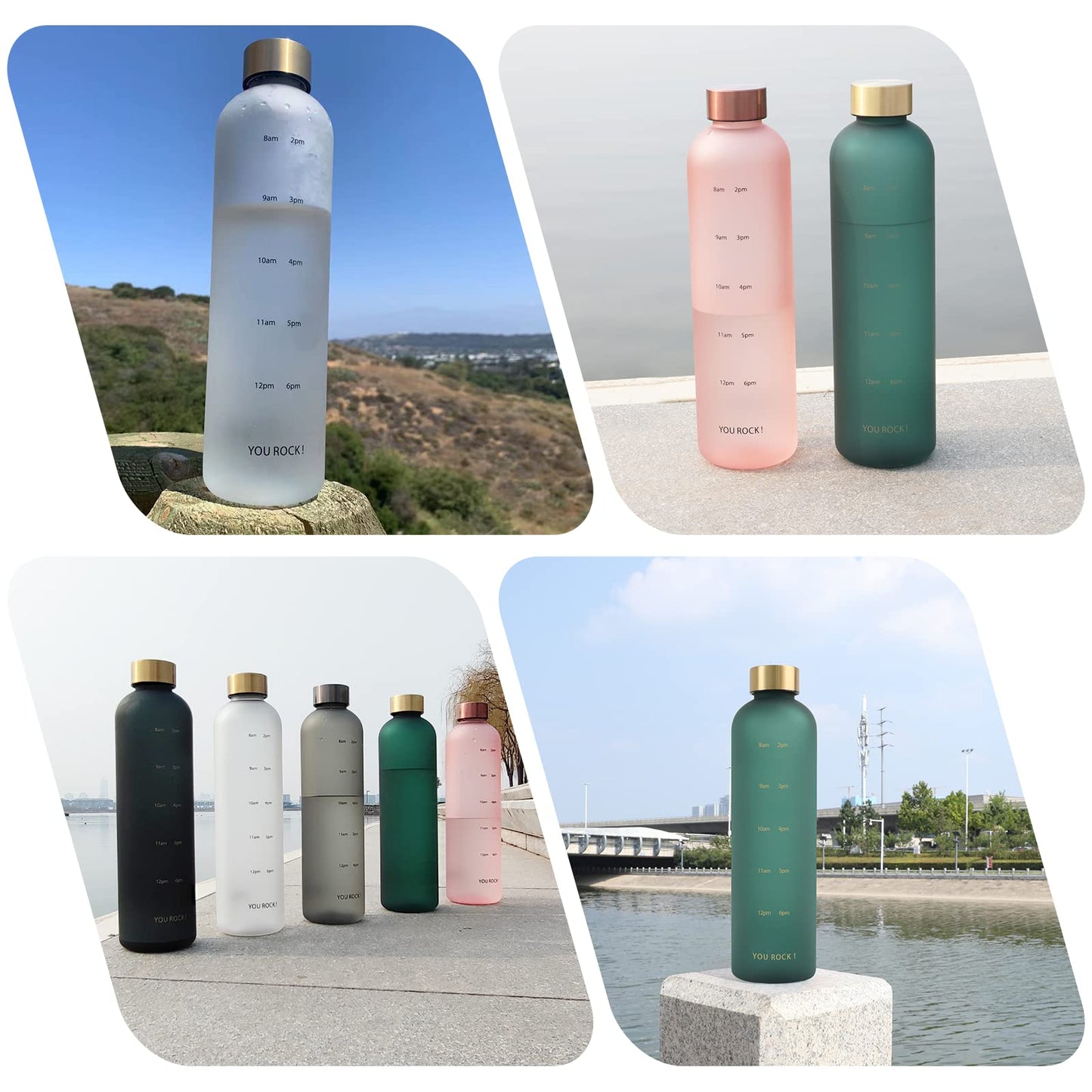 ZAKVOP 32oz Water Bottles with Times to Drink, Motivational Water Bottle with Time Marker, BPA Free Reusable Water Bottle with Hydrating Reminder for Gym Fitness Workout Travel (Green)