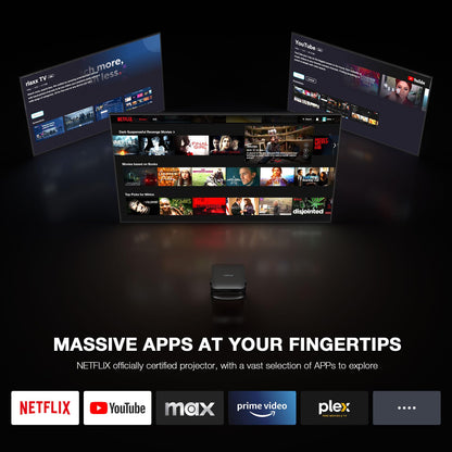 【Thinnest 1.81" & Netflix-Licensed Native 1080P Projector】Smart Mini Projector with WiFi and Bluetooth, Auto Focus & Keystone Portable Outdoor Projector, VOPLLS 4K Support Home Movie Projector(black)