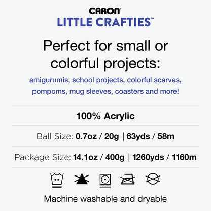 Caron Little Crafties Acrylic Mini Yarn Multipack 20 Count (Pack of 1) – Knitting, Crocheting & Art Projects – Machine Washable & Dryable – Durable Light Weight Yarn Kit