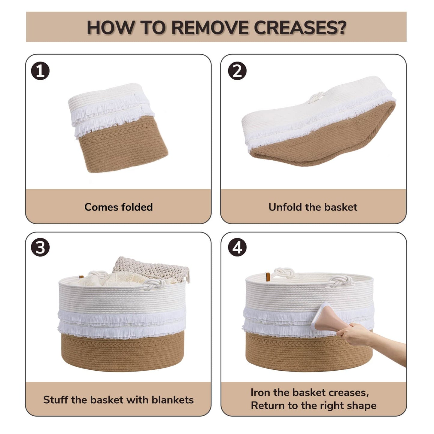 CherryNow Large Wicker Laundry Basket for Entryway, Bedroom, Jute Decorative Baskets for Clothes, Toys, Towel Basket for Bathrooom, 22 x 14 inches, 83L