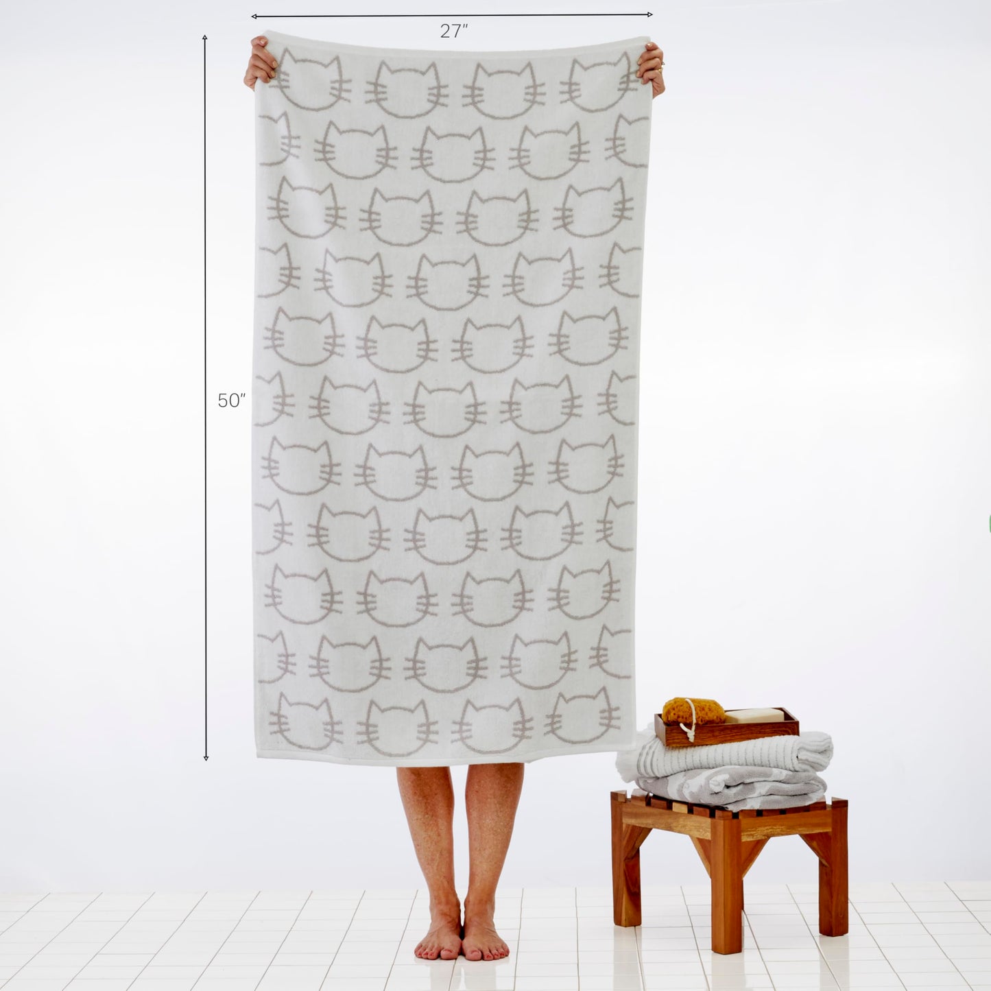 SKL Home Cat Bath Towel, White/Gray