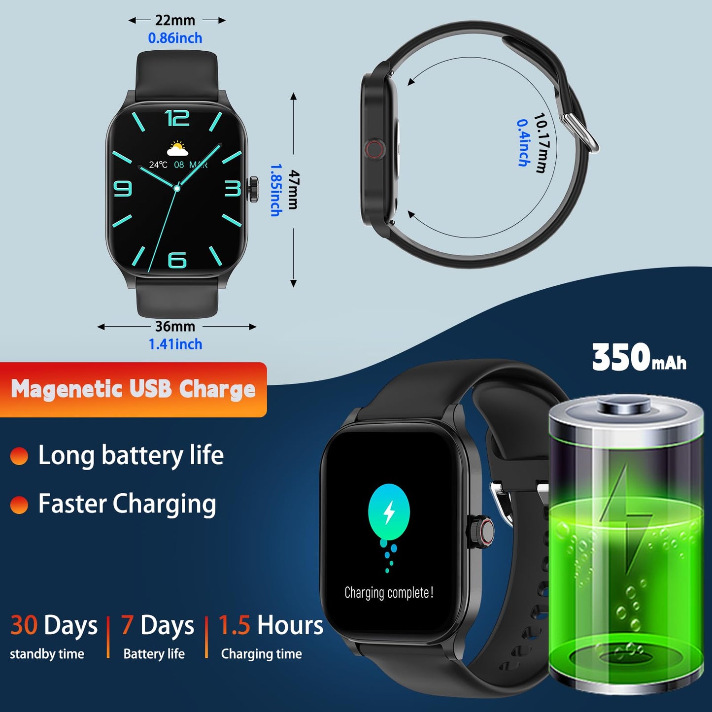 Smart Watch for Women Men(Answer/Make Call), Smartwatches with Heart Rate/SpO2/Sleep/Stress Monitor, IP68 Waterproof Activity Tracker for Android iPhone, 100+ Sports Fitness Watches (Black, 2.01“)