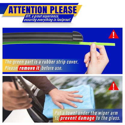 3 wipers Replacement for 2006-2011 Mini Cooper, Windshield Wiper Blades Original Equipment Replacement - 19"/18"/10" (Set of 3) U/J HOOK