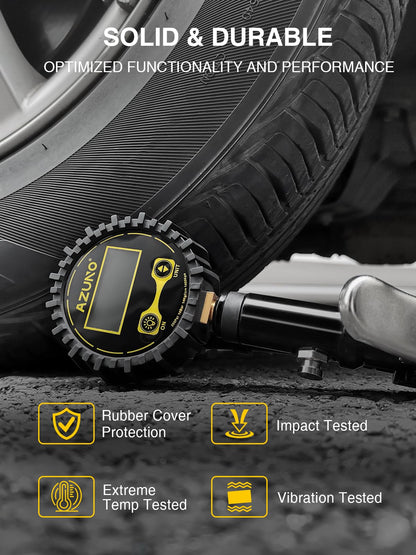 AZUNO Digital Tire Inflator with Pressure Gauge, 200 PSI, Heavy Duty Air Compressor Accessories, Comes with a Portable Carrying Box