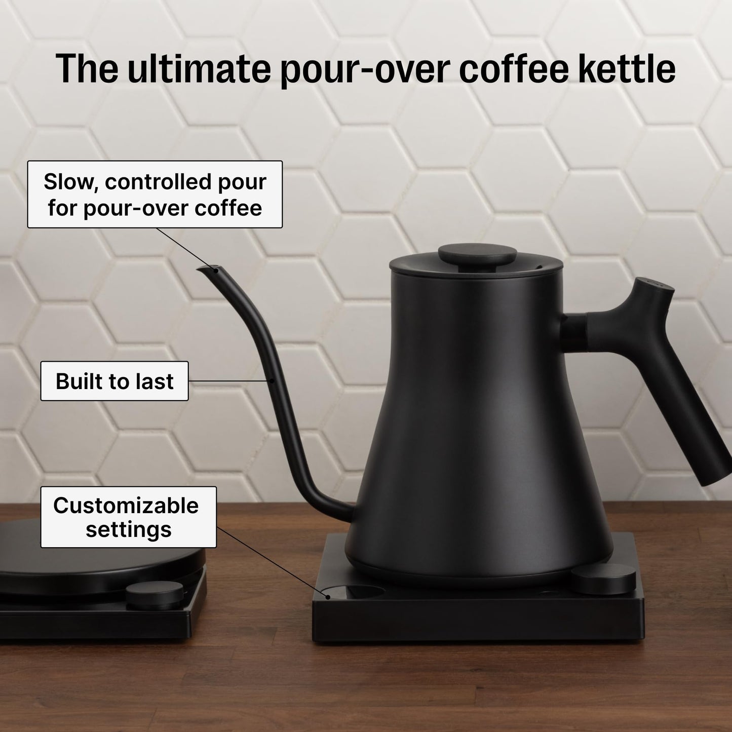 Fellow Stagg EKG Pro Electric Gooseneck Kettle - Pour-Over Coffee and Tea, Quick Heating, Precise Temperature Control, Scheduling, Built-in Brew Timer, Matte Black, 0.9 Liter