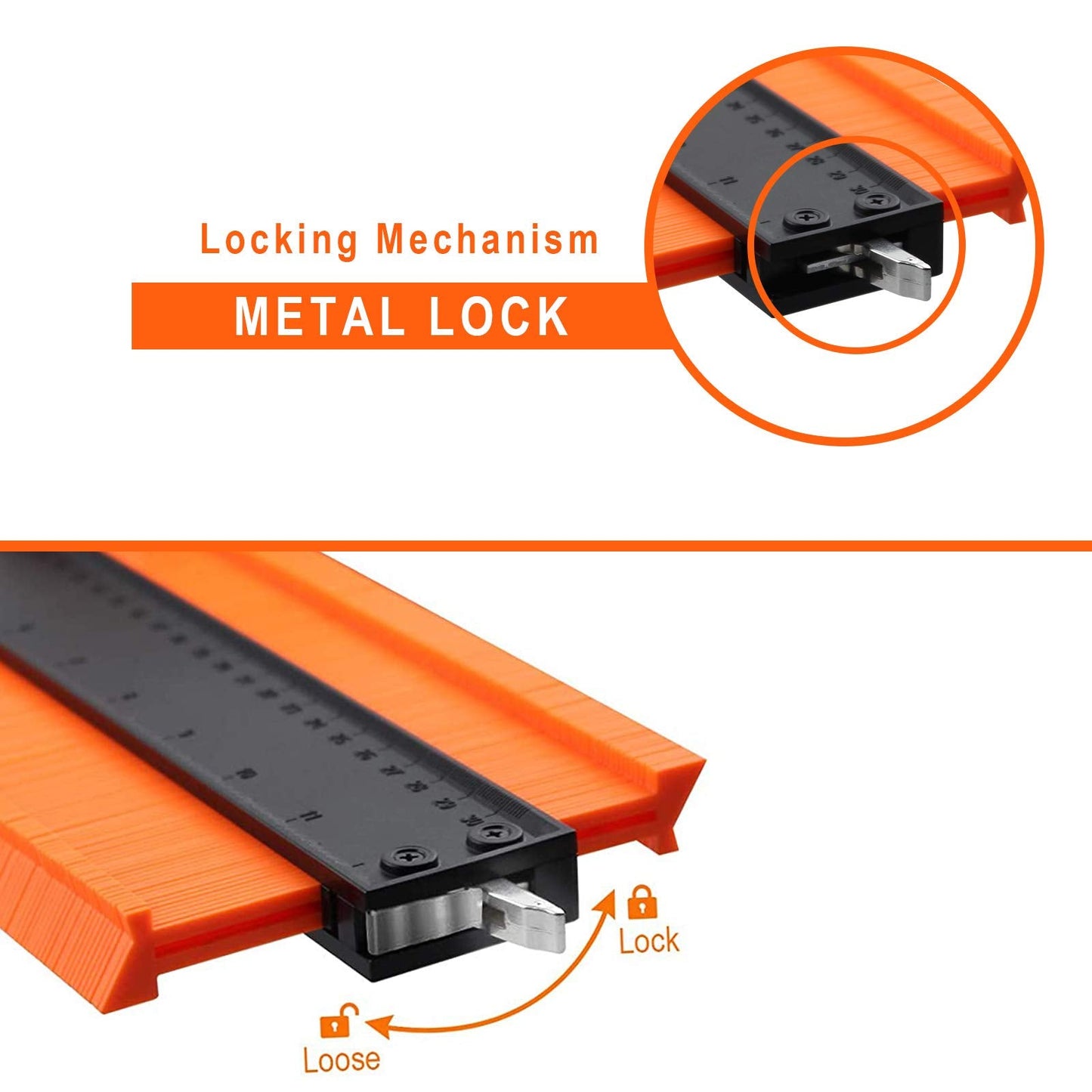 Contour Gauge (12 Inch) with Lock Profile Tool, Gifts for Men Dad Husband Him Super Contour Duplicator Men Gifts Woodworking Tools Carpenter Tools Construction Outline Angle Measuring Tool for Mens