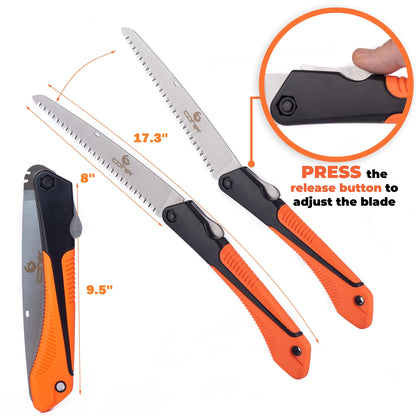 coher Folding Hand Saw for Tree Pruning, Camping, Gardening, Hunting. Cutting Wood, PVC, Bone with Ergonomic Handle Design