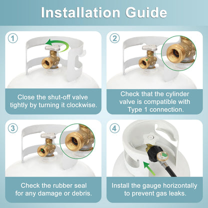 SHINESTAR 12 Feet Propane Hose Adapter with Gauge, Fit for Mr. Heater Buddy Heater, Blackstone Tabletop Griddle, Portable Propane Camping Stove and More, Connects to 5-20 lb Propane Tank