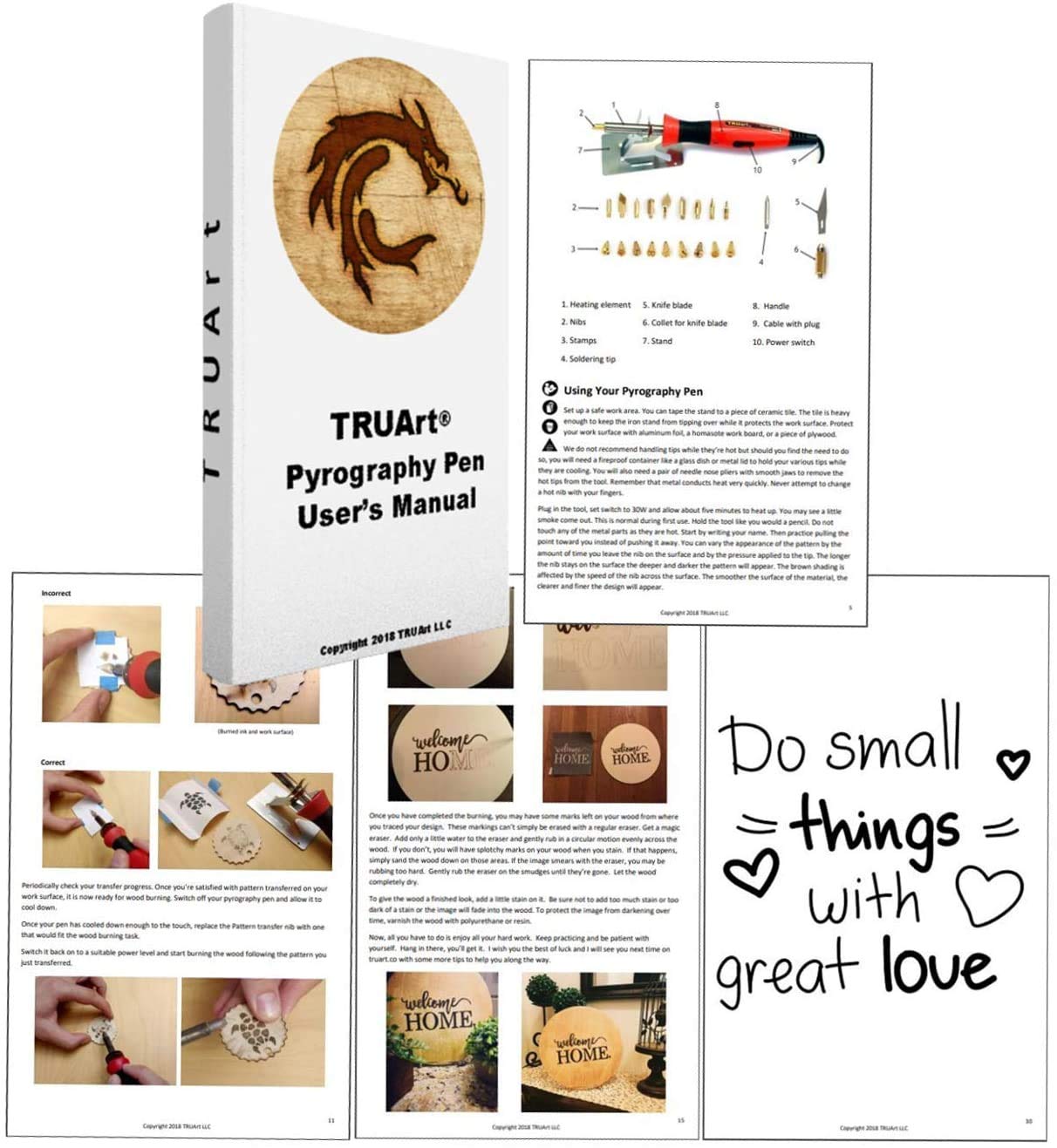TRUArt Wood Burning Leather Pyrography Pen - Best Woodburning Crafts Tool Kit Set - Comes with 21 Different Tips - Dual Power Mode - 30W and 15W, Gourd