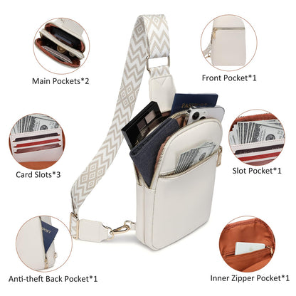 DIOMO Anti Theft Small Sling Bag for Women Cross Body Bag Trendy, RFID Fanny Packs Vegan Leather for Women Travel Belt Purse