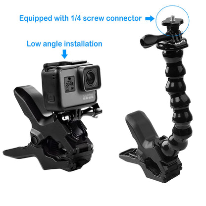 Suptig Jaws Flex Clamp Mount Gooseneck Mount for GoPro Hero 13 Hero 12 Hero 11 Hero 10 Hero 9 Hero 8 Hero 7 Hero 6 Hero 5 Hero 4 Session Hero 3+ Hero 3 Akaso EK7000 DJI osmo Arlo Action Camera.