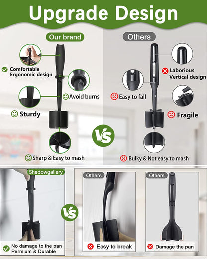 Upgrade Meat Chopper, Heat Resistant Meat Masher for Hamburger, Ground Beef Smasher, Nylon Hamburger Grinder Utensil for Ground Beef, Non Stick Mix Ground Chopper, Mix and Chop Potato Masher Tool