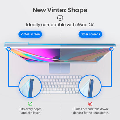 VINTEZ Blue Light Screen Protector Compatible With iMac 24 Inch (2021, 2022, 2023, 2024, M1, M3, M4) – Anti-UV Blue Light Blocking Film for Desktop PC, Eye Protection Filter, 21.5" x 12.6"