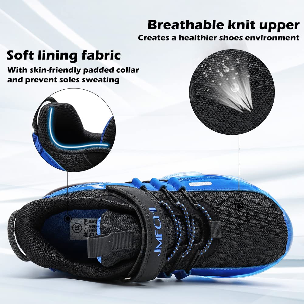 VITUOFLY Boys Sneakers Kids Running Shoes Girls Mesh Fitness Shoe Indoor Training Sneaker Lightweight Outdoor Sports Athletic Tennis Shoes for Little Kid/Big Kid Black Blue 7 Big Kid