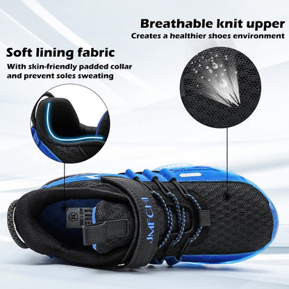 VITUOFLY Boys Sneakers Kids Running Shoes Girls Mesh Fitness Shoe Indoor Training Sneaker Lightweight Outdoor Sports Athletic Tennis Shoes for Little Kid/Big Kid Black Blue 7 Big Kid