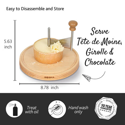 BOSKA Cheese Curler Amigo - The Original with 10-year Warranty - Cheese Wheel for i.a. Tete de Moine, Girolle & Chocolate - Cheese Shaver made of Stainless Steel