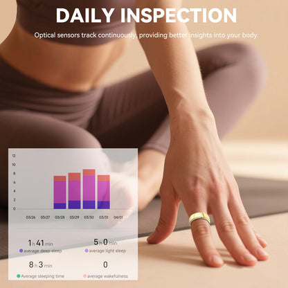 Smart Ring for Men Women with Black Charging Box, Bluetooth, Health Ring , IP68 Waterproof, Fitness Ring Tracks Heart Rate/Sleep/Steps/Sports Activities/Blood Oxygen,non-subscription app (Gold, 10)