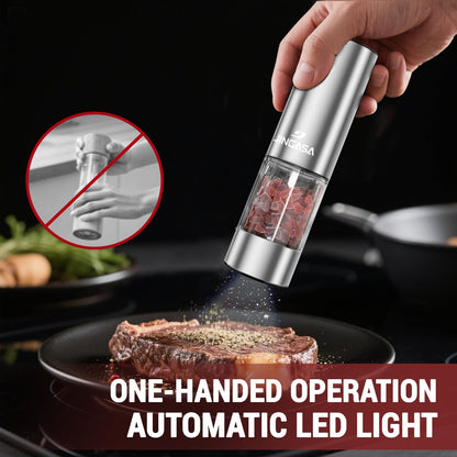 [Upgraded Larger Capacity] Electric Salt and Pepper Grinder Set with USB Charging Base, 95ml Large Capacity, Adjustable Coarseness,Stainless Steel Automatic Pepper Mill (Upgraded Capacity-A)