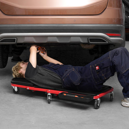 VEVOR Foldable Z Garage Creeper, 36 in, 300 lbs Load Capacity Rolling Folding Mechanic Creeper Stool, with 6 Wheels Tool Tray Padded Seat Steel Frame, Lay Down or Sit Chair for Garage Shop or Home