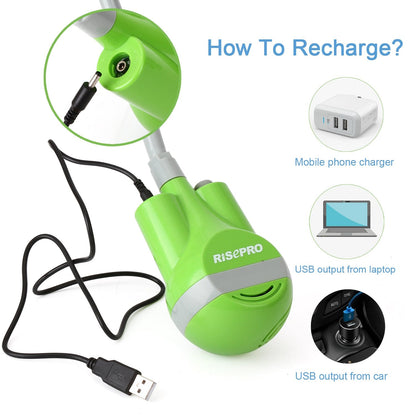 RISEPRO Portable Camping Shower, Outdoor Head, Pump With Rechargeable Battery, USB Charging Line, Pumps Water From Bucket for Hiking, Pet Cleaning, Car Washing