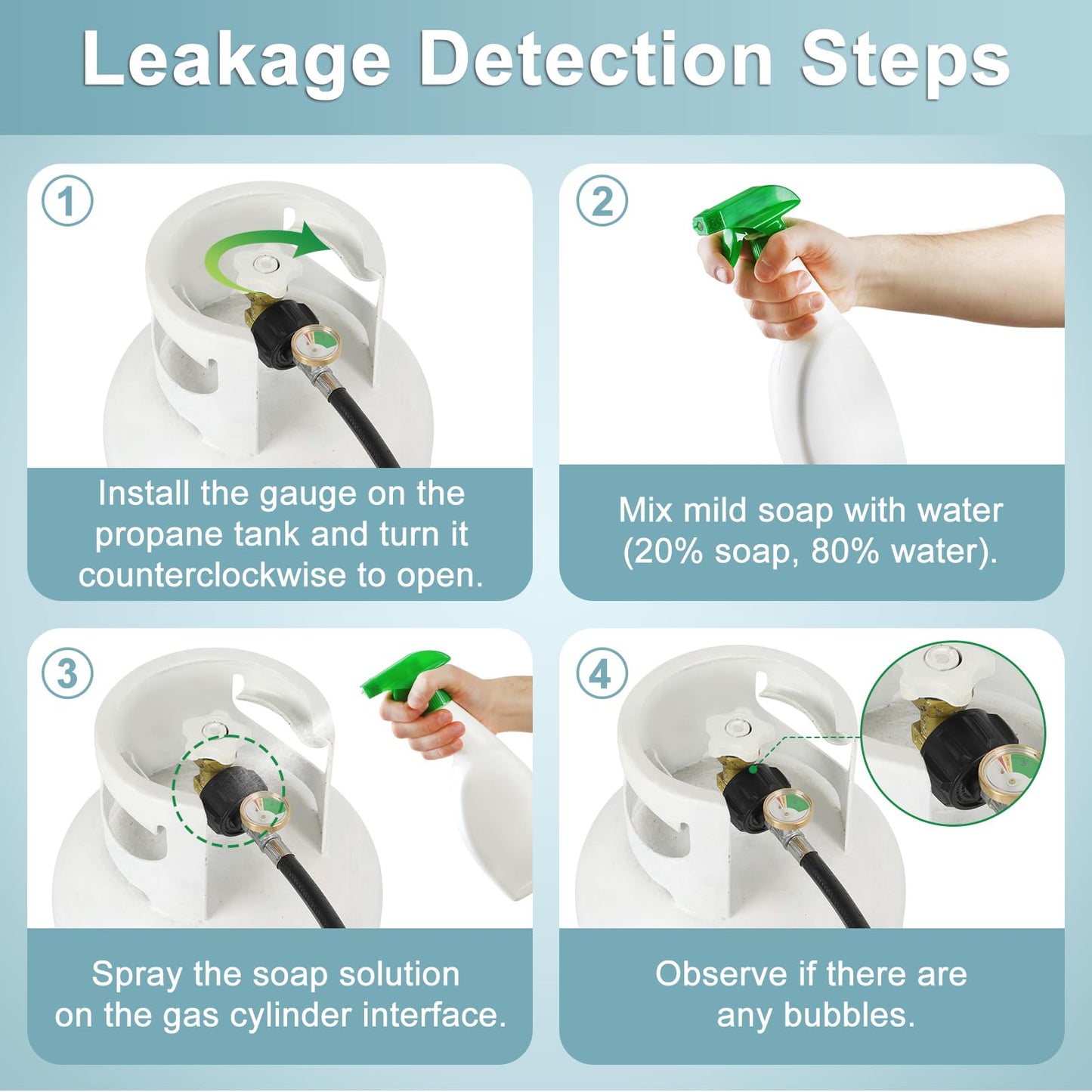 SHINESTAR 12 Feet Propane Hose Adapter with Gauge, Fit for Mr. Heater Buddy Heater, Blackstone Tabletop Griddle, Portable Propane Camping Stove and More, Connects to 5-20 lb Propane Tank