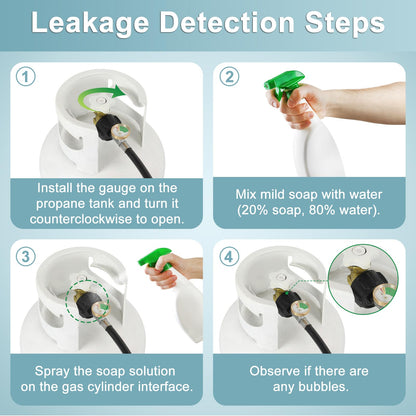 SHINESTAR 12 Feet Propane Hose Adapter with Gauge, Fit for Mr. Heater Buddy Heater, Blackstone Tabletop Griddle, Portable Propane Camping Stove and More, Connects to 5-20 lb Propane Tank