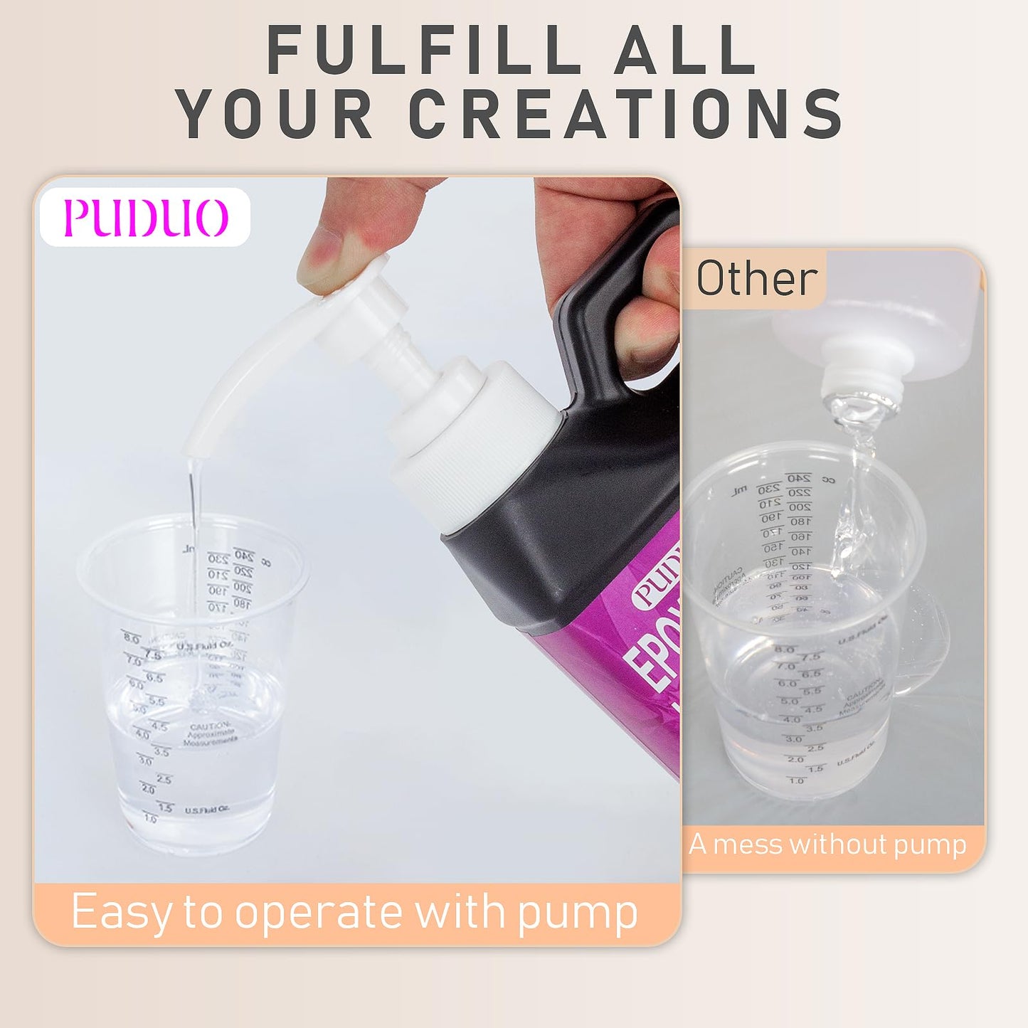 Puduo Epoxy Resin Kit 36OZ，Newly Formulated Crystal Clear Epoxy Resin，Strong, Bubble-Free, Anti-Yellowing Art Resin That，Suitable for DIY, Resin Art, Molds, Jewelry Making, Easy to Mix 1:1 Ratio