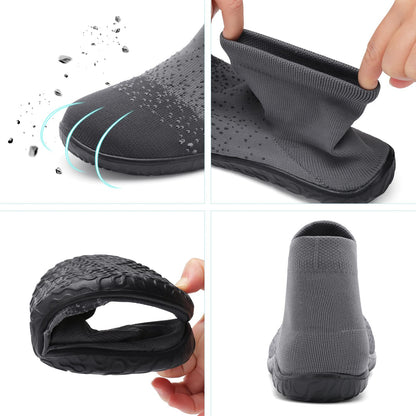 SKASO Sock Shoes Barefoot Minimalist Shoes Women Men Slip on Comfortable Breathable for Swimming Gym Running Grey Black Women Size 11.5-12.5