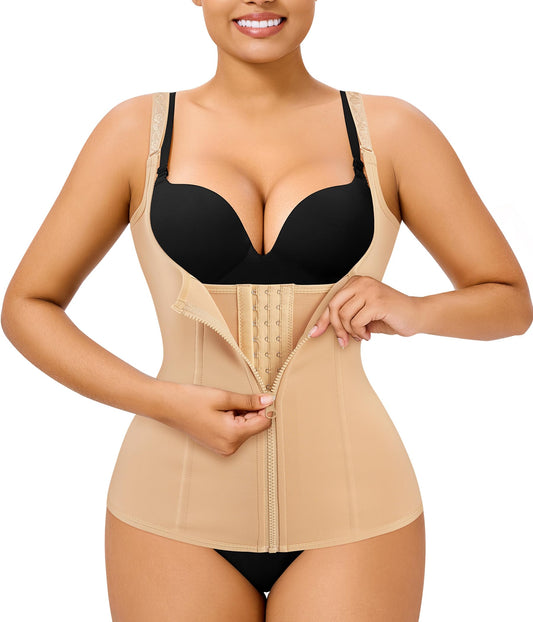 Gotoly Quick Weight Loss, Adjustable Straps Body Shaper Waist Cincher Tank Top (L Fits 27.5-30.7 Inch Waistline, Beige)