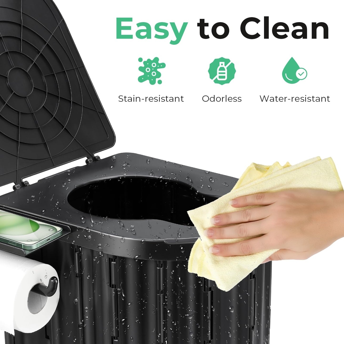 Sckee Camping Toilet, Portable Toilet for Adults, Portable Travel Folding Toilet with Lid and Paper Holder, Compact Potty for Car, Camp Toilet Portable Toilet for Camping, Hiking,Truck, RV, Beach