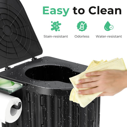 Sckee Camping Toilet, Portable Toilet for Adults, Portable Travel Folding Toilet with Lid and Paper Holder, Compact Potty for Car, Camp Toilet Portable Toilet for Camping, Hiking,Truck, RV, Beach