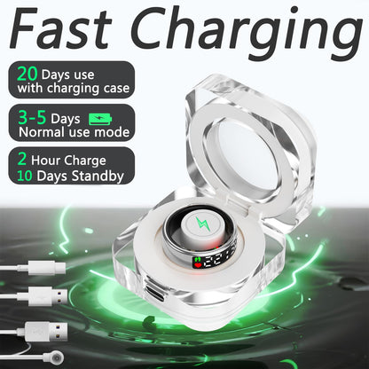 Smart Rings for Men Women,Fitness Tracker Ring,Smart Ring whth Display and Touch Button,IP68waterproof,Health Ring Tracks Heart Rate/Sleep/Steps/Blood Oxygen/Calorie/Distance,No Subscription(Silver13)